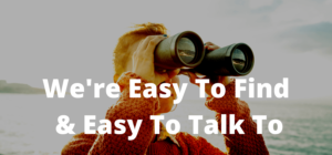 Woman With Binoculars With Words We're Easy To Talk To